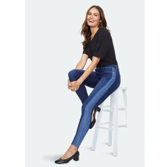 NYDJ Ami Skinny Two-Tone Ankle Jeans 24W - Picture 1 of 8